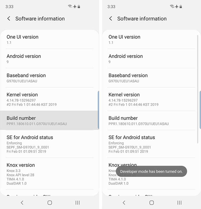 Uninstall Bloatware from Samsung Galaxy S10 - Enable Developer Options