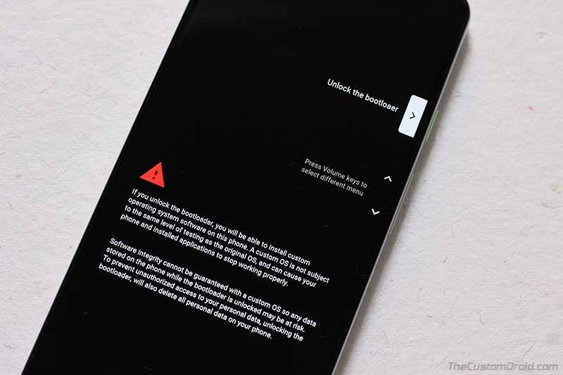 Confirm Bootloader Unlock Message on your Android Device