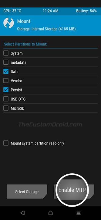 Enable MTP in Redmi K20 Pro TWRP Recovery
