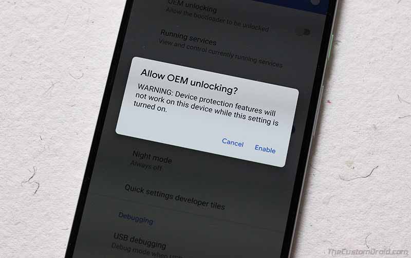 Enable OEM Unlocking Option on your Android Device