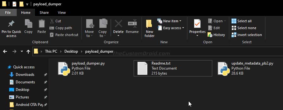 Extract Payload Dumper Tool ZIP file on your PC