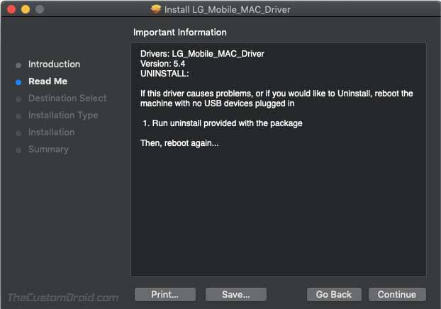 LG Mobile USB Driver on macOS - Read Me