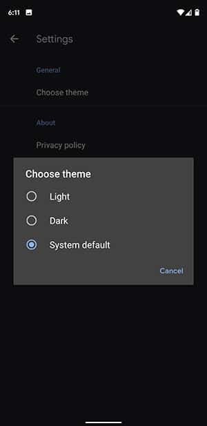 Google Pixel 4 Recorder App - Choose Theme in App's Settings