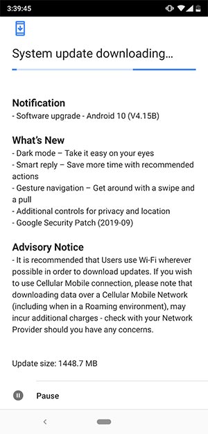 Nokia 8.1 Android 10 OTA Update Screenshot