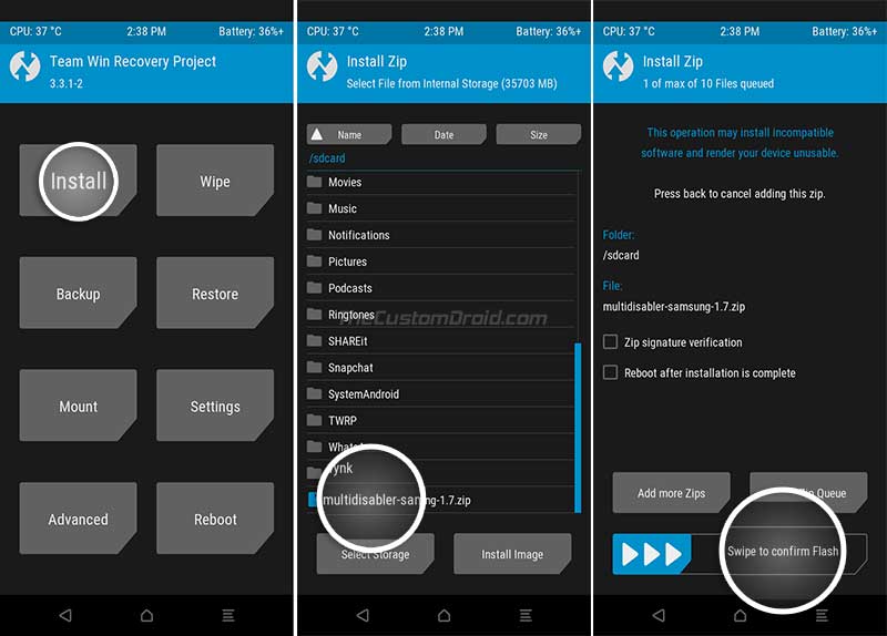 Install Multi-disabler zip on Samsung Galaxy Note 10 (Plus)