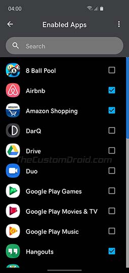 Step 6: Select Apps to Enable Per-App Dark Mode on Android 10