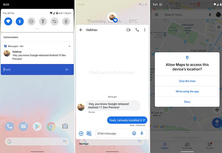Conversation bubbles and one-time permissions in Android 11 Developer Preview
