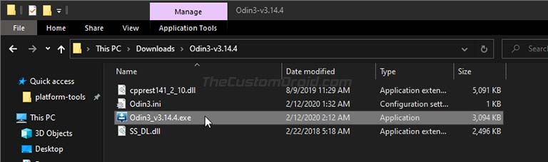 Launch the Odin Flash Tool on your Windows PC