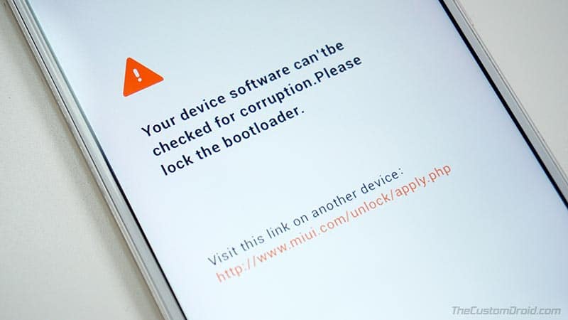 Xiaomi Unlocked Bootloader Warning Message