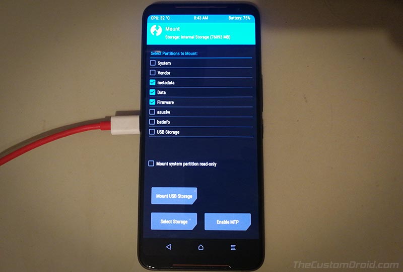 Enable MTP in TWRP recovery on ROG Phone 2