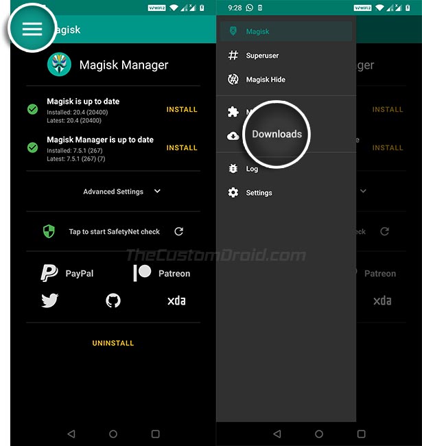 Enable AOD on OnePlus - Go to Magisk Manager > Downloads
