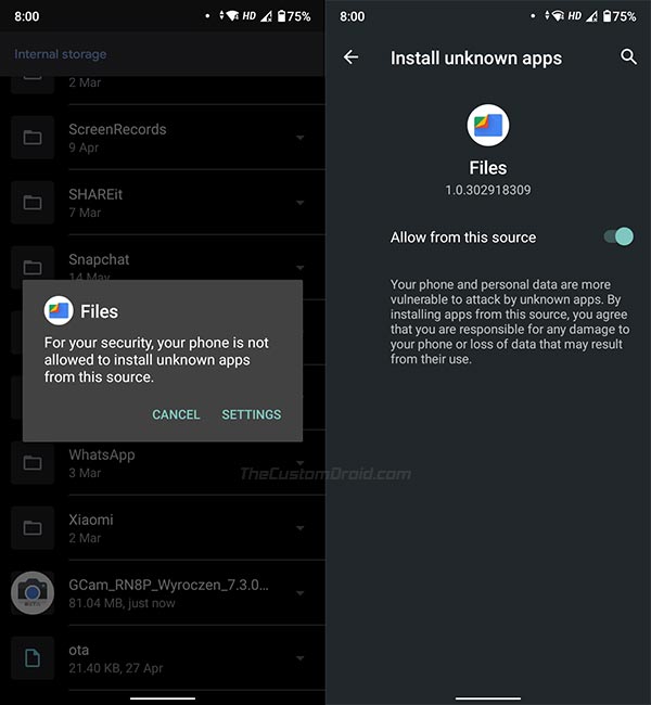 Enable 'Install Unknown Apps' in Redmi Note 8 Pro Settings