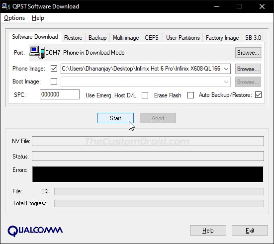 Flash Firmware File on Qualcomm Android Devices using QPST's Software Download Program