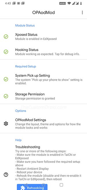 OnePlus OPAodMod Module - Main Screen