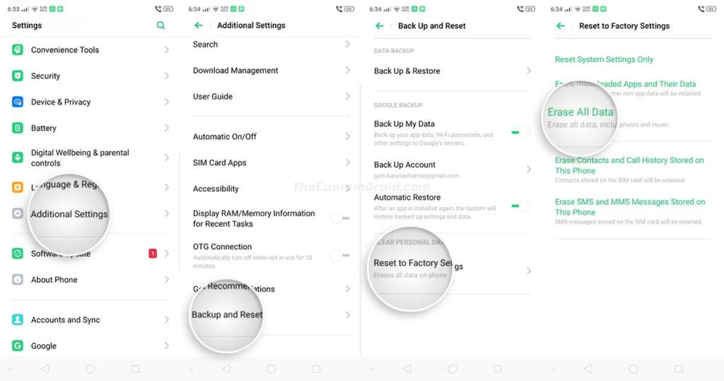 Factory Reset Realme 6 Pro using Settings Menu