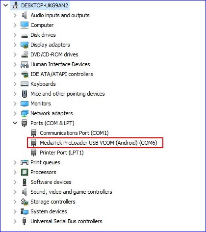 Connect your MediaTek Android Device to the PC using a USB cable