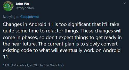 topjohnwu on inital Android 11 root development