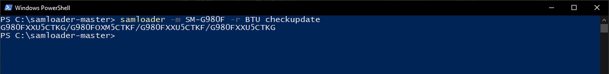 Check latest firmware update version using Samloader Checkupdate command