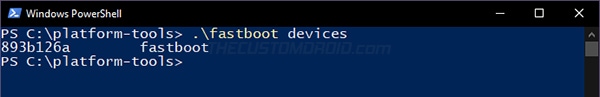Verify connection using "fastboot devices" command