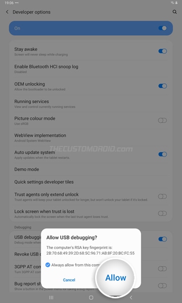 Enter Download and Recovery Modes on Galaxy Tab A7 using ADB commands