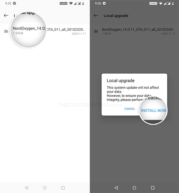 Install OxygenOS OTA on OnePlus Nord using Local Upgrade