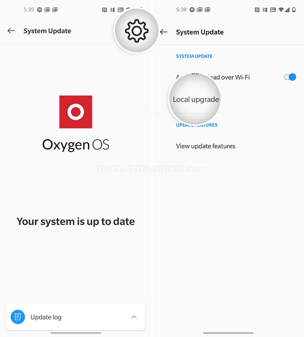 Select Local Upgrade Option on OnePlus Nord