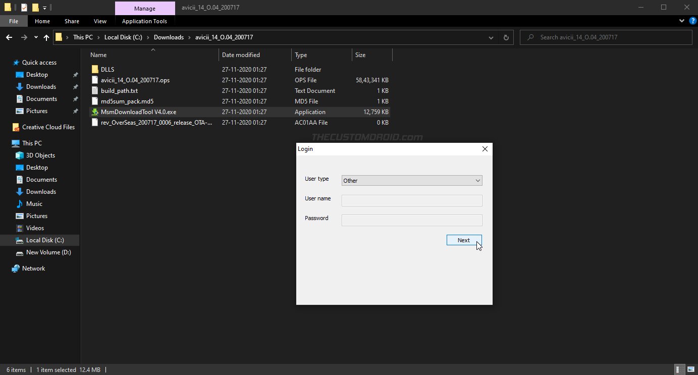 Launch OnePlus Nord MSMDownload Tool on the computer
