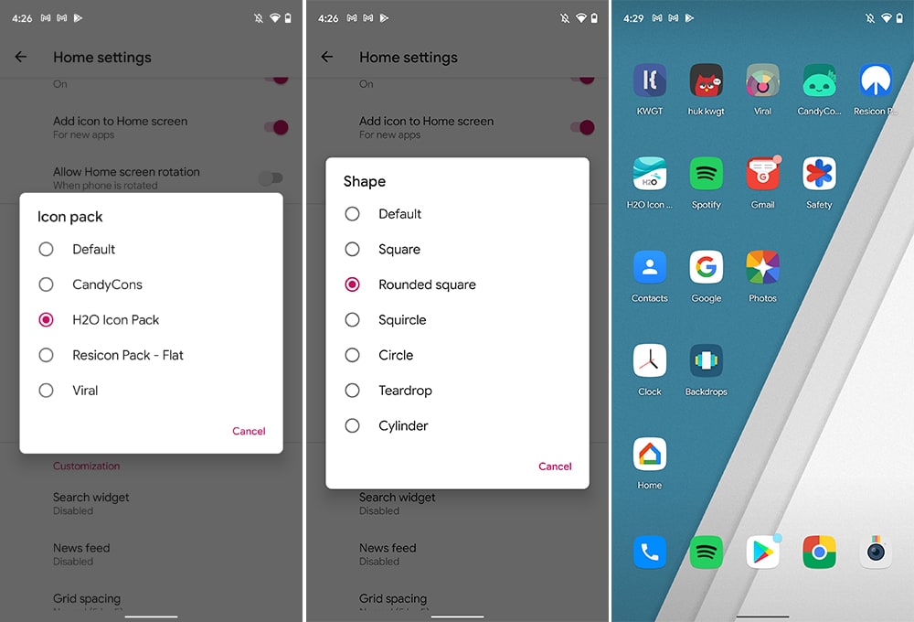 Apply Icon Packs and Shapes in Shade Launcher