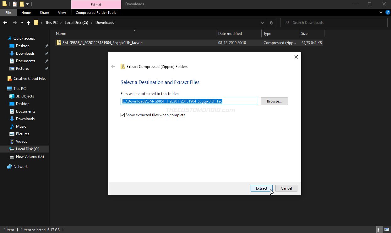 Extract Android 11 firmware package on your computer