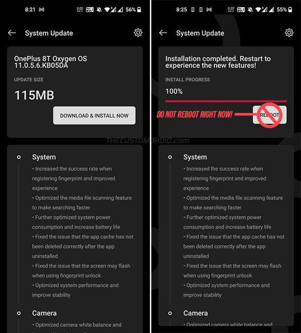 Install OxygenOS OTA update on Rooted OnePlus 8T