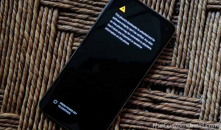 Samsung Galaxy S20 Unlocked Bootloader Warning Message