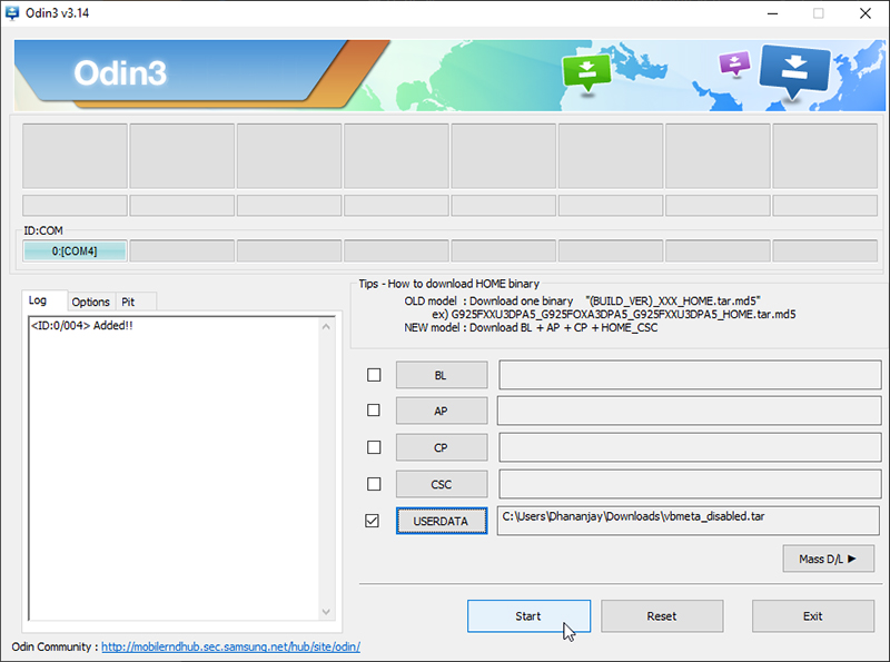 Flash vbmeta_disabled.tar to disable AVB on Snapdragon Galaxy S20