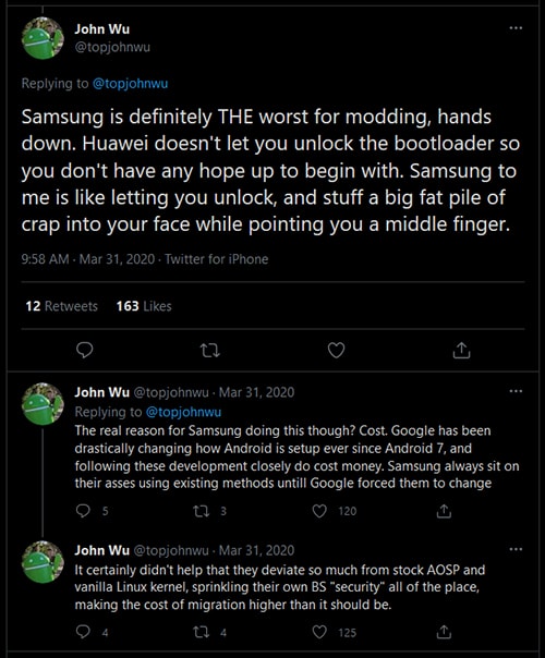 Magisk creator's John Wu's opinion on Samsung and software modding