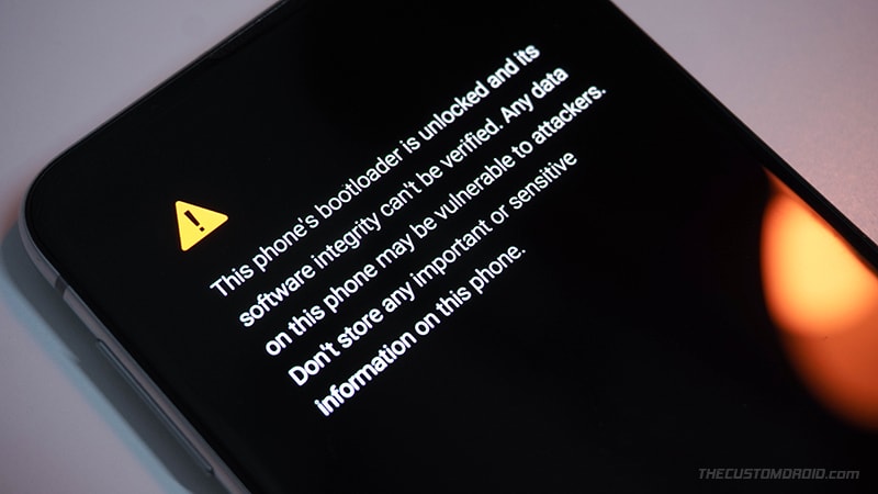 Unlocked bootloader warning message during boot on Samsung Galaxy devices