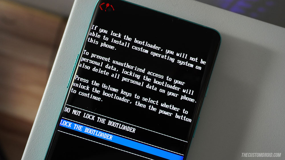 OnePlus Bootloader Lock Confirmation Prompt