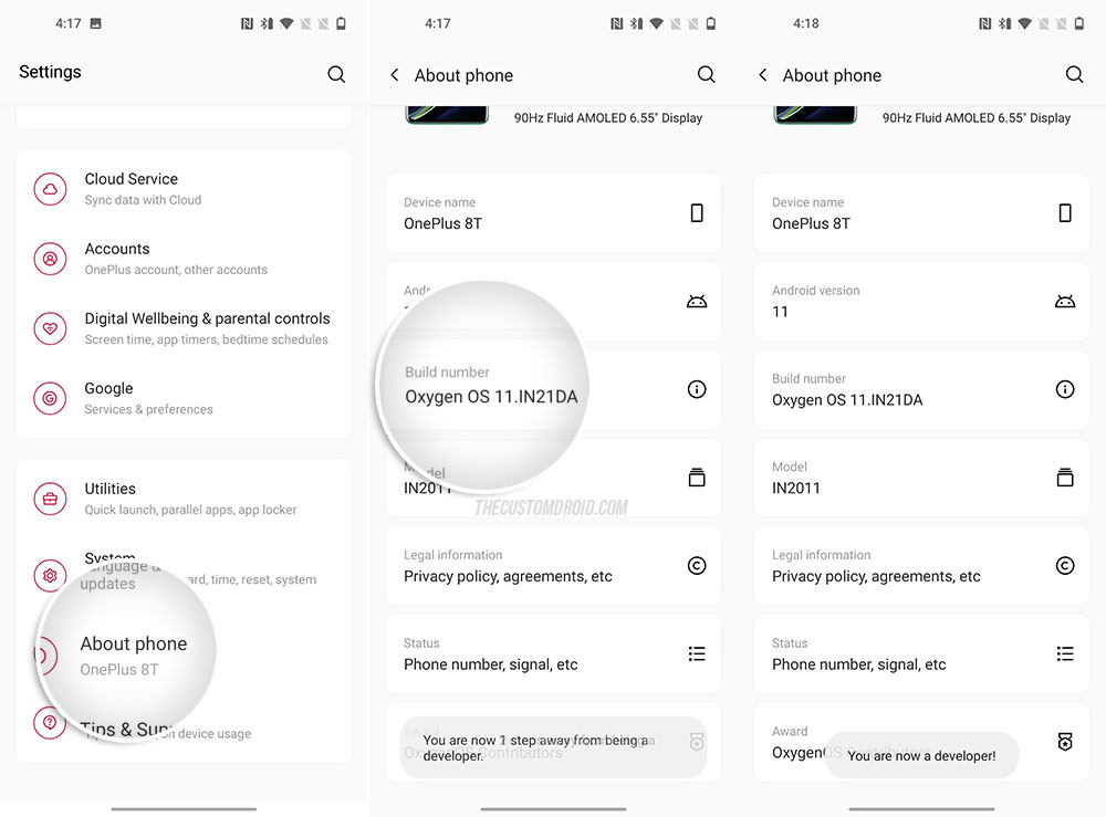 Enable Developer Options on your OnePlus phon