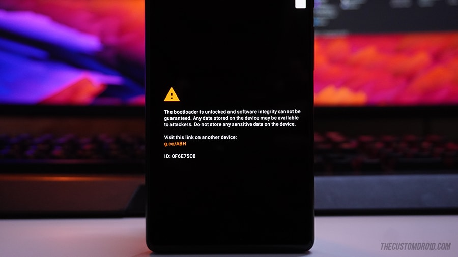 Unlocked bootloader warning on Google Pixel shown at startup