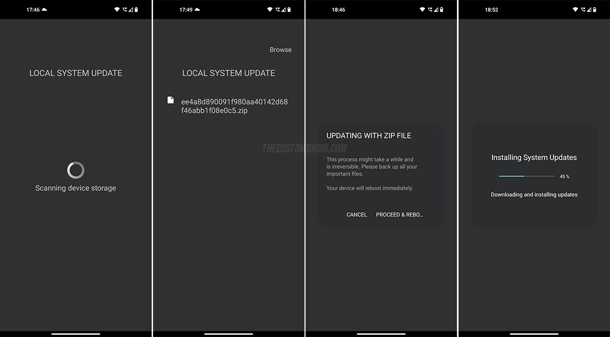 Install Nothing OS OTA update on Nothing Phone 1 using Local System Update wizard